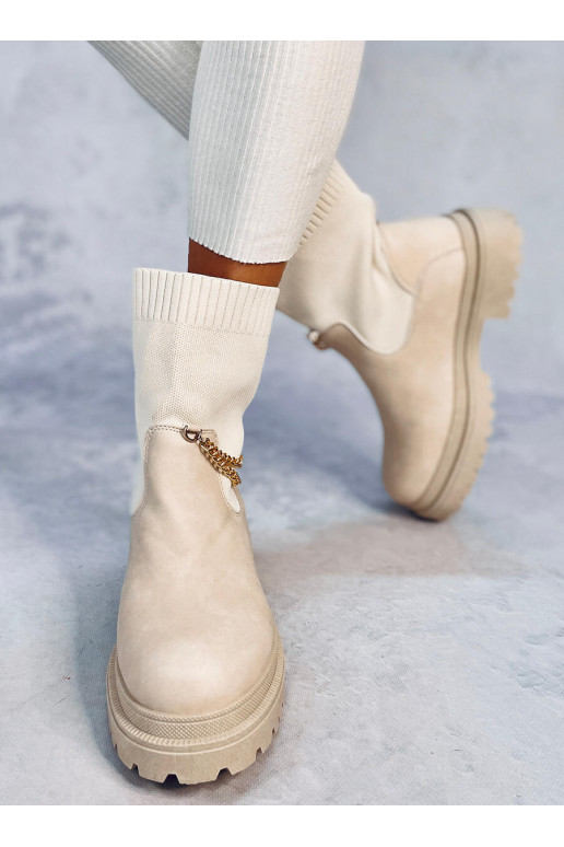 Boots with an elastic upper JESSE BEIGE Boots with an elastic upper JESSE BEIGE