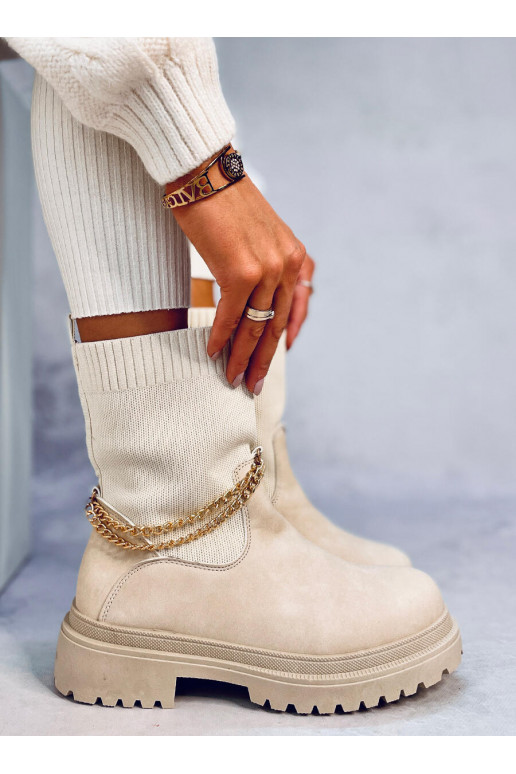 Boots with an elastic upper JESSE BEIGE Boots with an elastic upper JESSE BEIGE