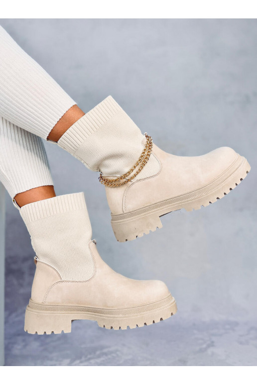 Boots with an elastic upper JESSE BEIGE Boots with an elastic upper JESSE BEIGE