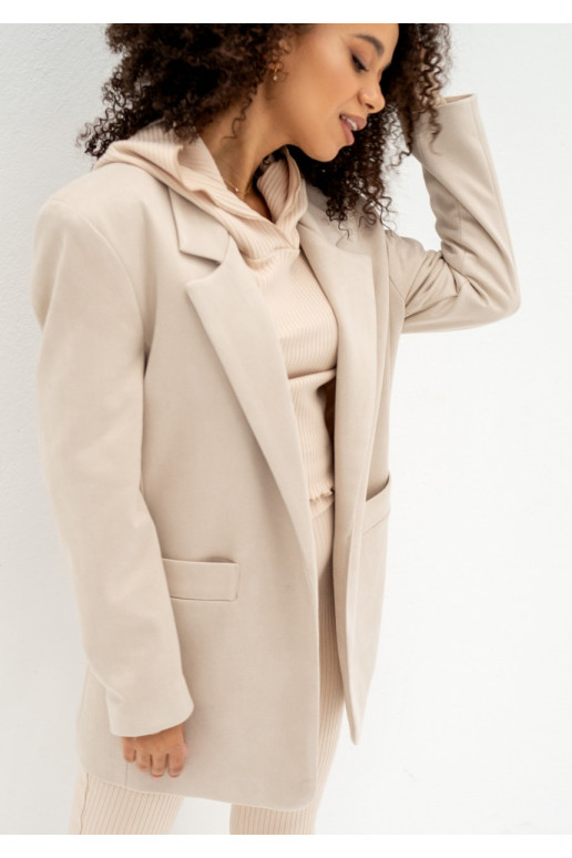 Zura - Beige oversized faux suede blazer