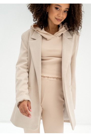 Zura - Beige oversized faux suede blazer 2