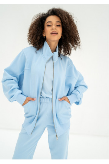 Based - Baby blue oversize zipped sweatshirt 2