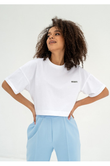 Way - White crop top with a logo 2