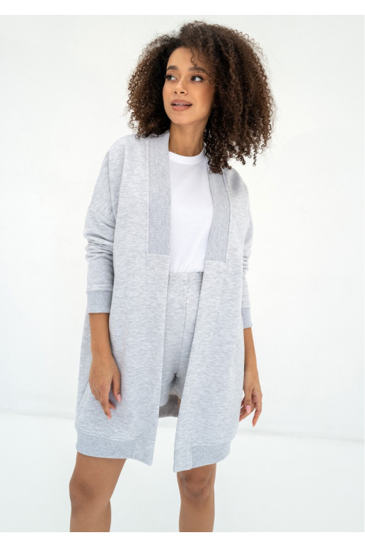 Basil Light melange long sweatshirt cardigan