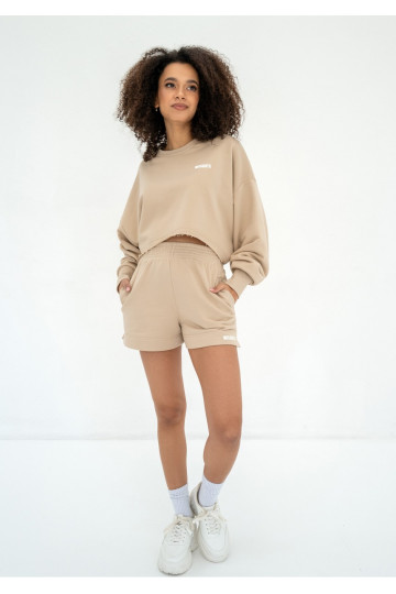Shore Crop - Sand beige crop oversize sweatshirt 2