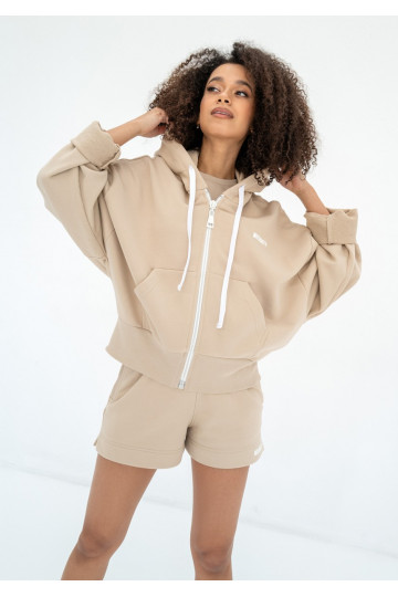 Bane - Sand beige oversize zipped hoodie