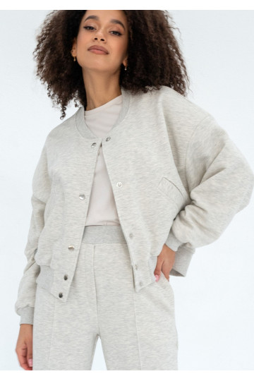 Club - Warm melange snap-buttoned sweatshirt