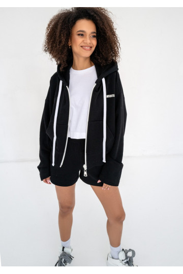 Bane - Black oversize zipped hoodie 2
