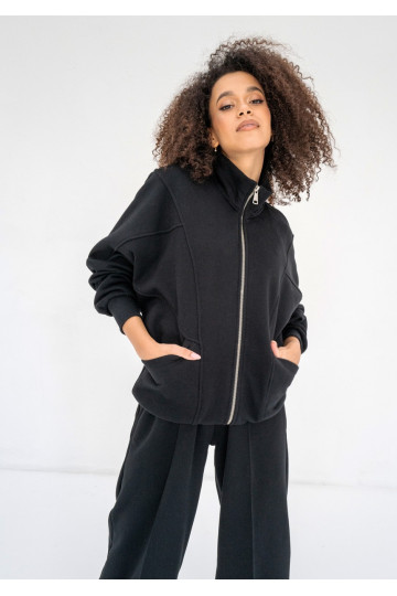 Based - Black oversize zipped sweatshirt 2