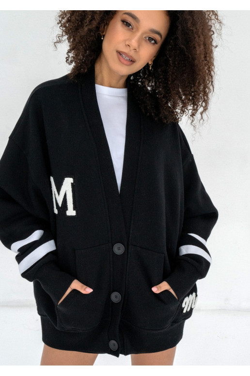 Riley - Black oversize sweatshirt cardigan