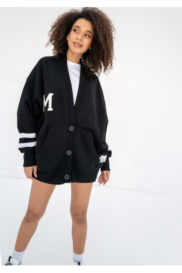 Riley - Black oversize sweatshirt cardigan 2