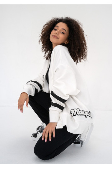 Riley - Creamy white oversize sweatshirt cardigan 2