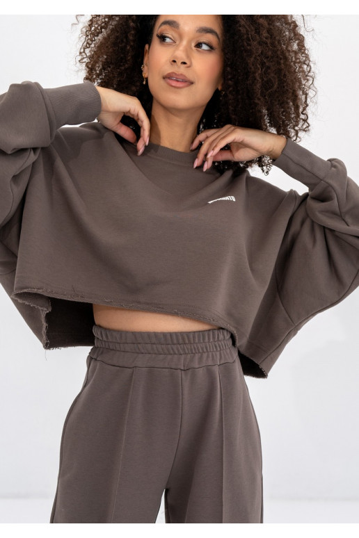 Shore Crop - Savannah tan brown crop oversize sweatshirt