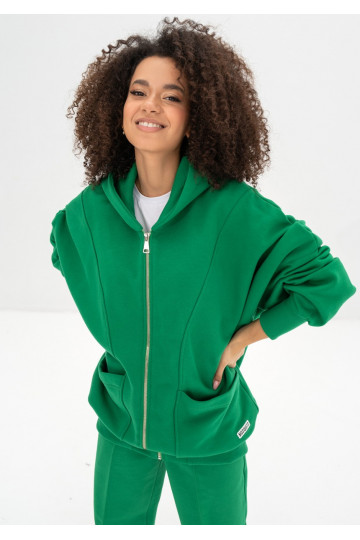 Amala - Kelly green oversize zipped hoodie