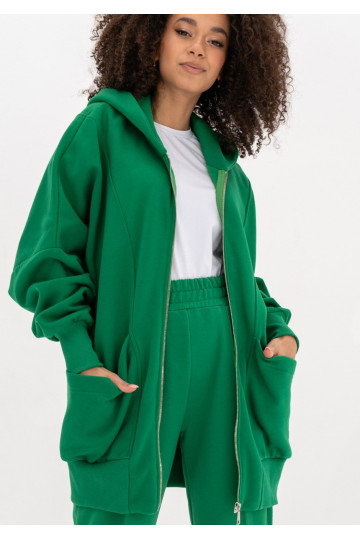 Amala - Kelly green oversize zipped hoodie 2