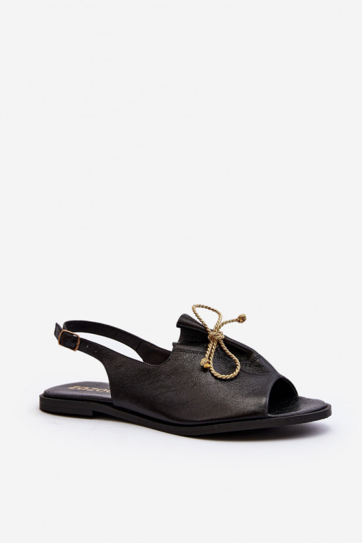 Leather Flat Sandals Zazoo 2898 Black