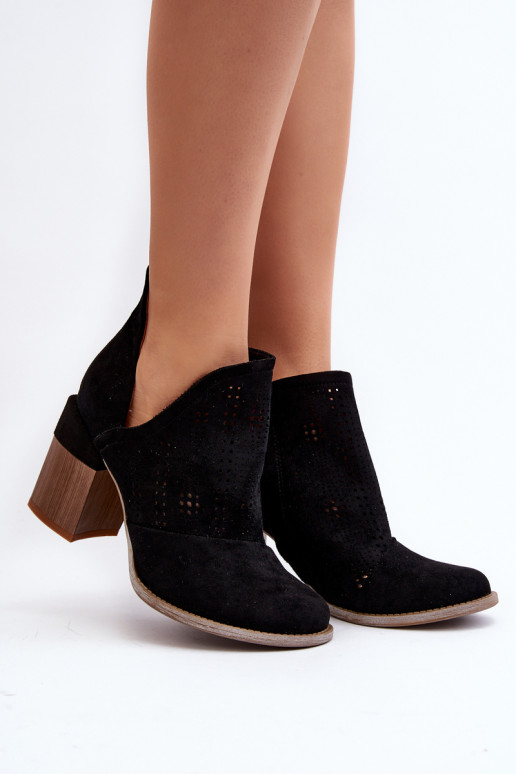 Women's Black Cutout Boots with Stiletto Heel Niartima