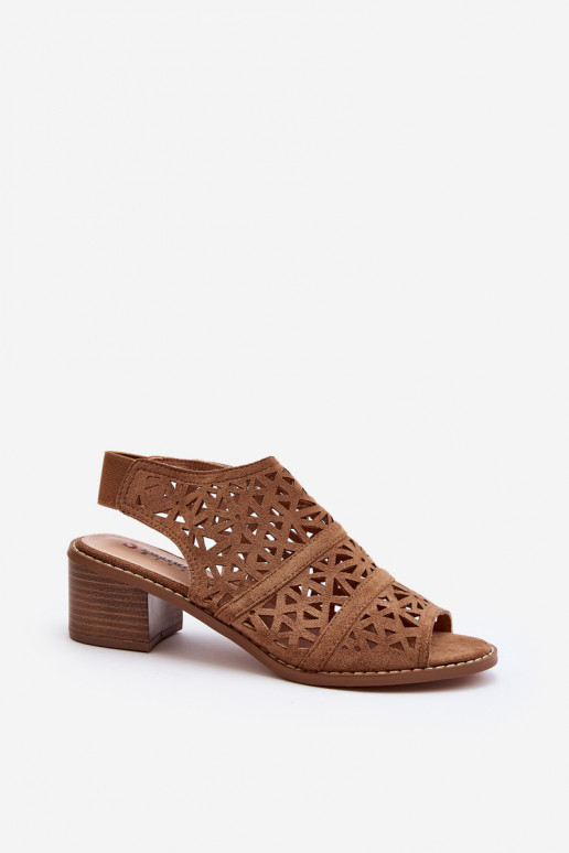 Brown High Heel Cutout Sandals Serapina