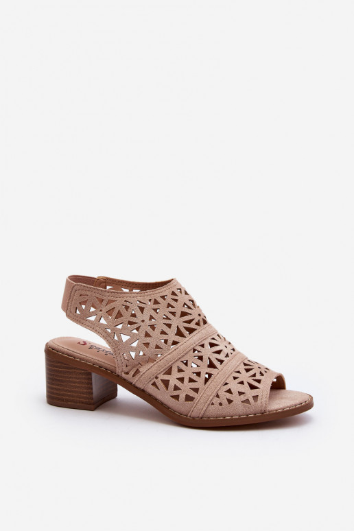 Lace Sandals with High Heels Nude Serapina