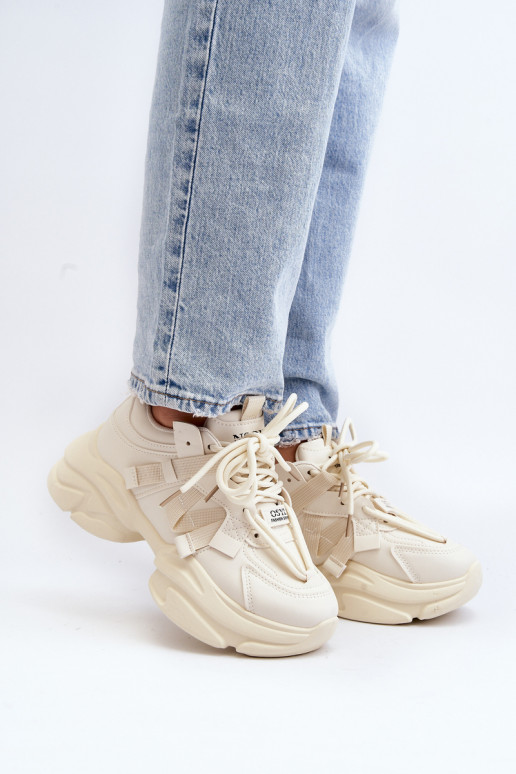 Women's sneakers with chunky sole, beige Windamella