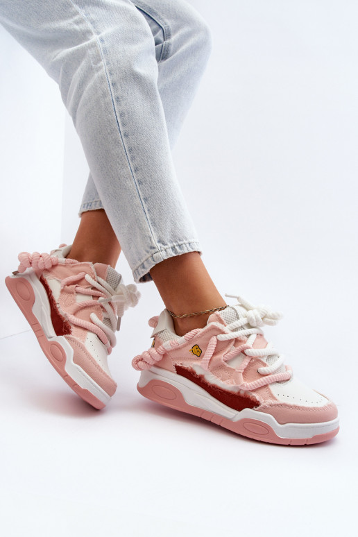 Women's Sneakers with Chunky Lacing Pink Miatora