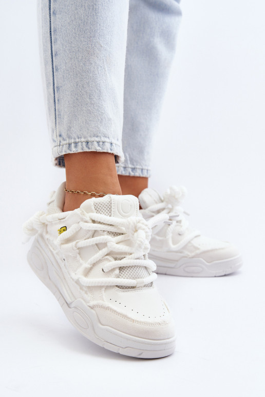 Women's Sneakers with Chunky Lacing White Miatora
