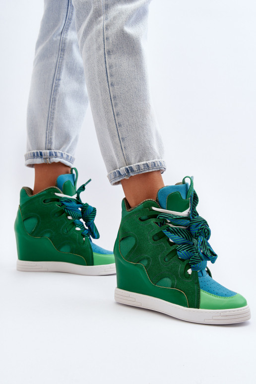women s wedge sneakers green leoppa