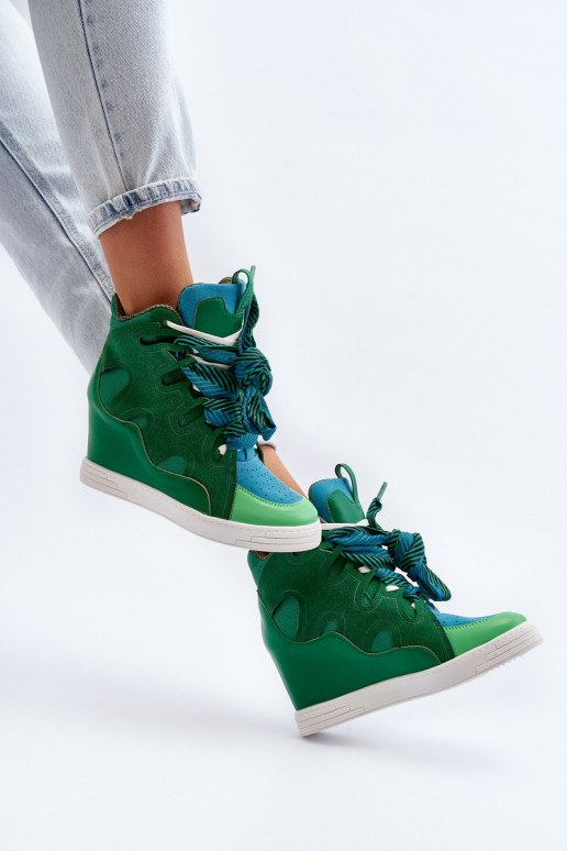 PUMA Cali Wedge Sneakers in Green | Lyst