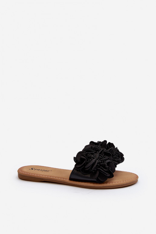 Women's Black Flower Sandals Eelfan