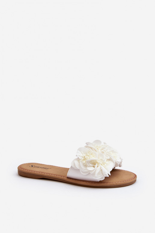 Women's White Flower Slippers Eelfan