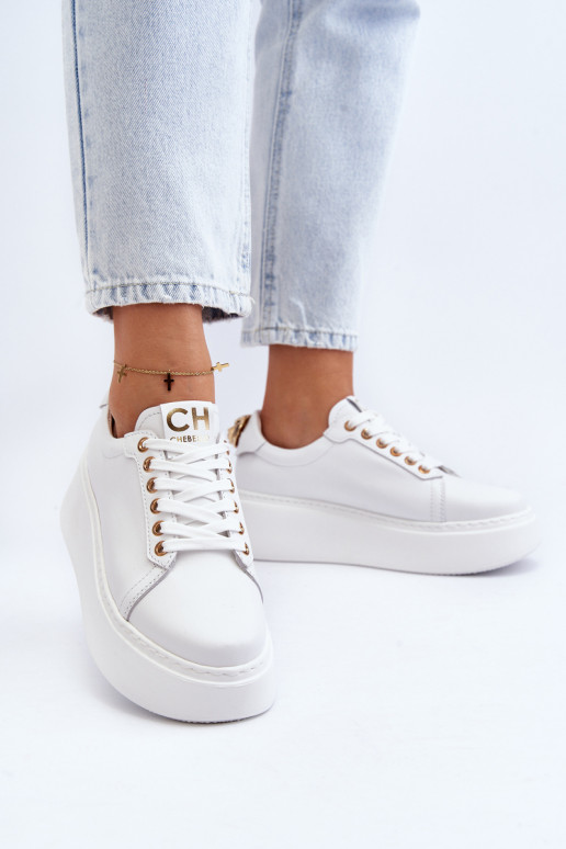 Women's Leather Platform Sneakers CheBello 4367 White