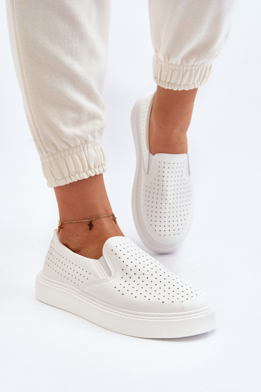 White Women's Slip-on Sneakers Echossia