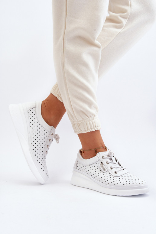 Women's Leather Sports Sneakers White Brumia