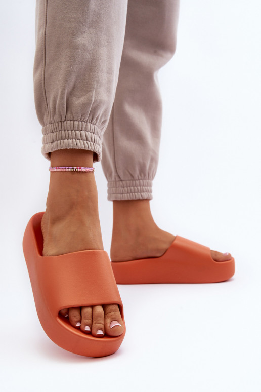 Women's Slides on Thick Sole Orange Oreithano