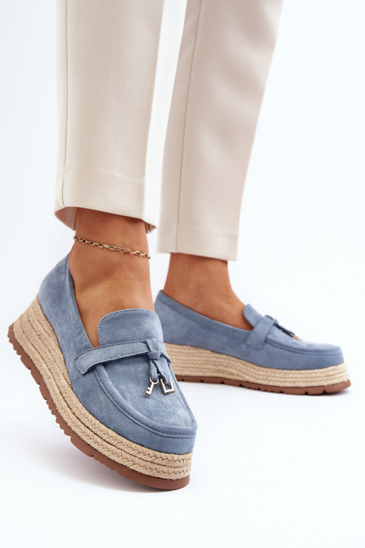 Women's Moccasins with Woven Sole Blue Torresia
