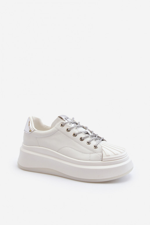 Women's Leather Platform Sneakers GOE NN2N4033 White
