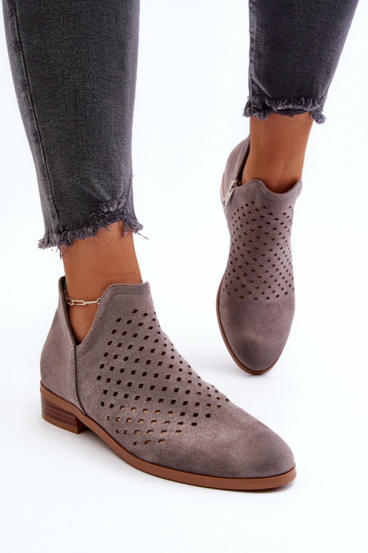 Low Gray Women's Ankle Boots On Flat Heels Janetris