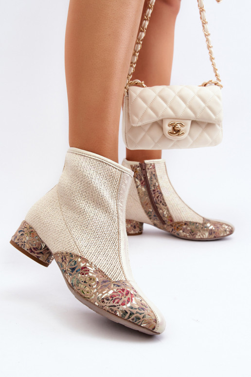 Ankle Boots with Braided Detail on Heel Maciejka 04937-22 Beige