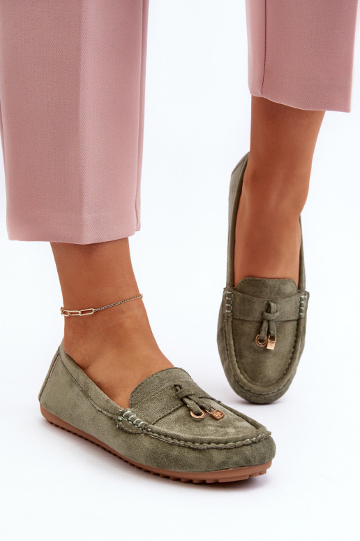 Women's Suede Classic Moccasins Green Ontala