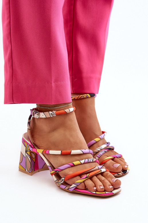 Patterned Sandals with Stiletto Heel Purple Jenglla