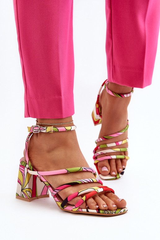 Patterned Sandals on Stiletto Multicolor Jenglla