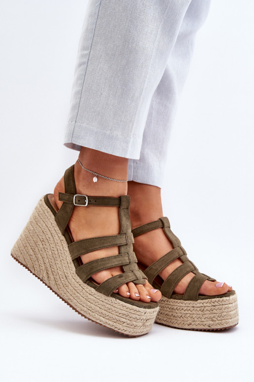 Wedge Sandals with Braided Green Gnosis