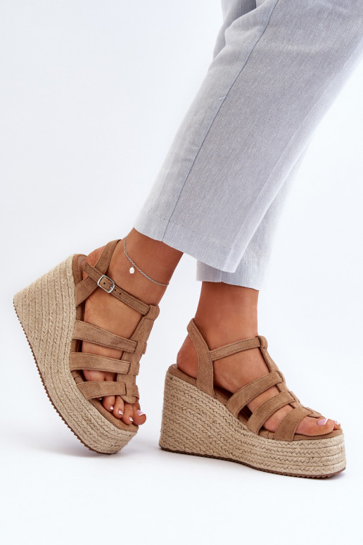 Brown Wedge Sandals with Braiding Gnosis