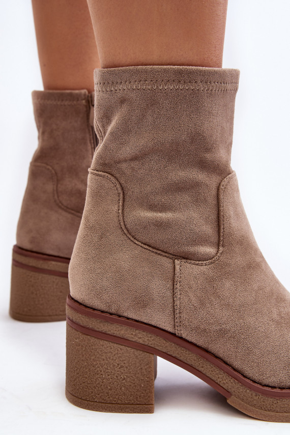 Women's Ankle Boots with Block Heel Beige Argastis