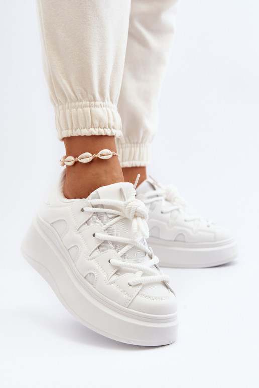 Women's sneakers with chunky lacing white Vinali