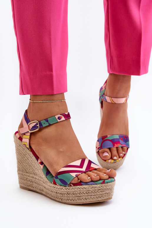 Patterned Wedge Sandals with Multicolor Braided Anihazra