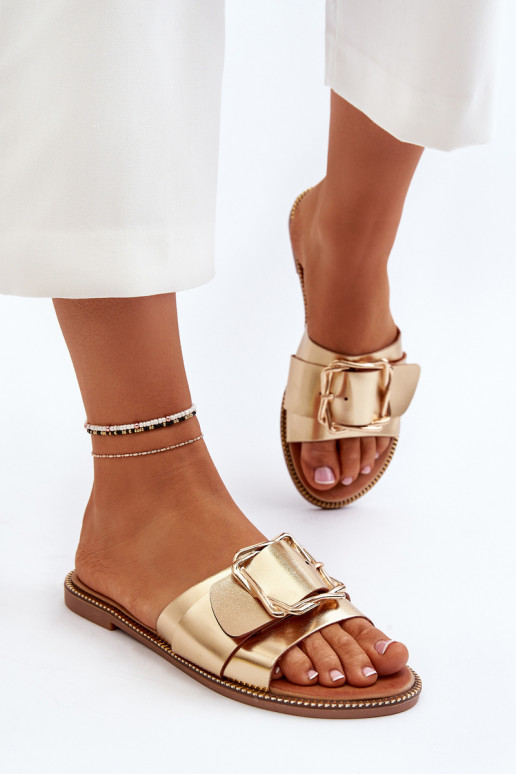 Women's Slippers with Strap and Gold Buckle Opahiri