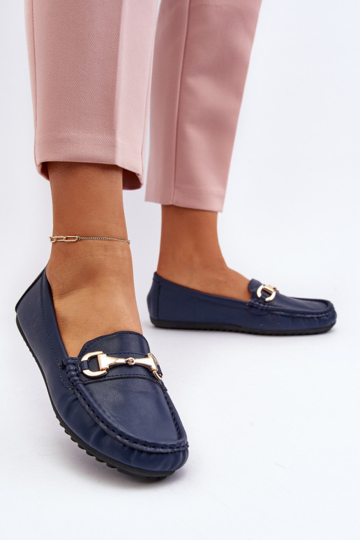 Women's Classic Eco Leather Moccasins Navy Demese