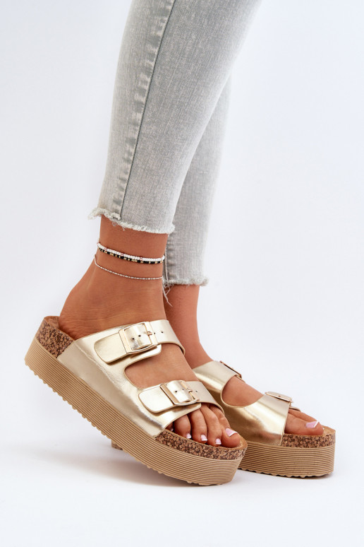 Women's Platform Sandals with Gold Buckles Lolpey