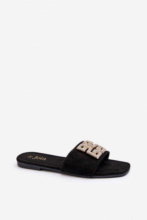 Women's Flat Sandals with Decoration Black Inaile